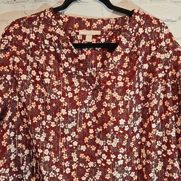 Woman Within Plus Size 1X Floral Blouse - Picture 2 of 10
